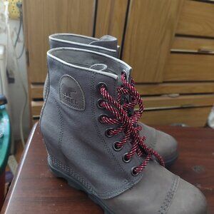 Sorel PDX Lace Wedge Lexie Wedge quarry grey pink 9 waterproof